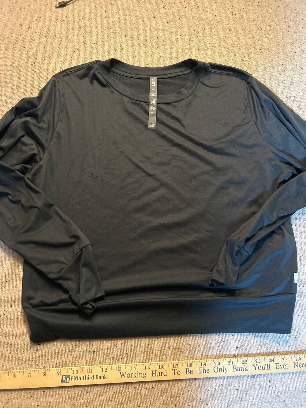 Vuori Daydream Crew Long Sleeve Light Weight Shirt Charcoal/Black XXL Women's